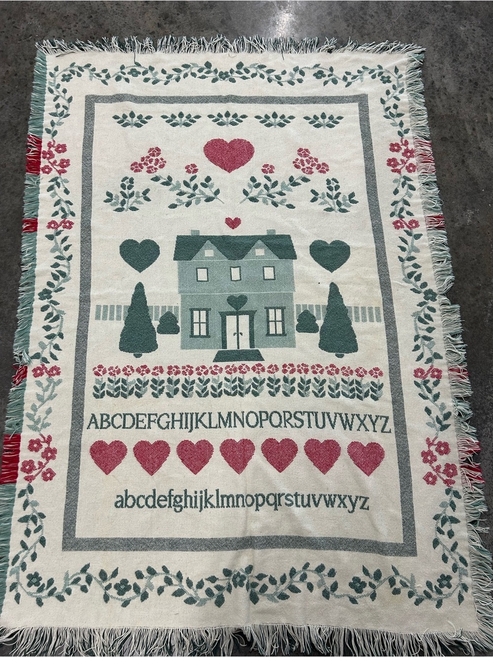 Cozy Home Holiday Green & Pink House Throw Blanket Heartland inspired